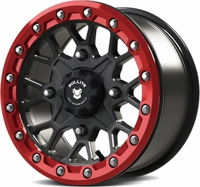 Bullite Wheels BT-05 Rider UTV ATV Wheel Gunmetal Gray Rims and Red Beadlock 15x7, 4x156 Bolt Pattern, 5 2 Offset, Compatible with Polaris RZR 1000 XP/Ranger XP 900/1000