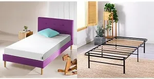 Bundle of ZINUS 5 Inch Cooling Essential Foam Mattress/Bed-in-a-Box/CertiPUR-US Certified, Twin, White   Zinus SmartBase Essential Mattress Foundation with Bamboo Slats/Easy Assembly, Twin