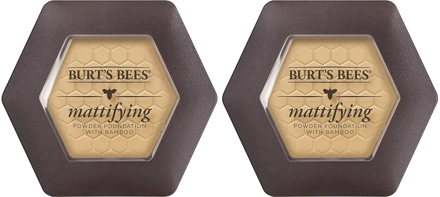 Burts Bees 100% Natural Mattifying Powder Foundation, Sand - 0.3 Ounce (Pack of 2)