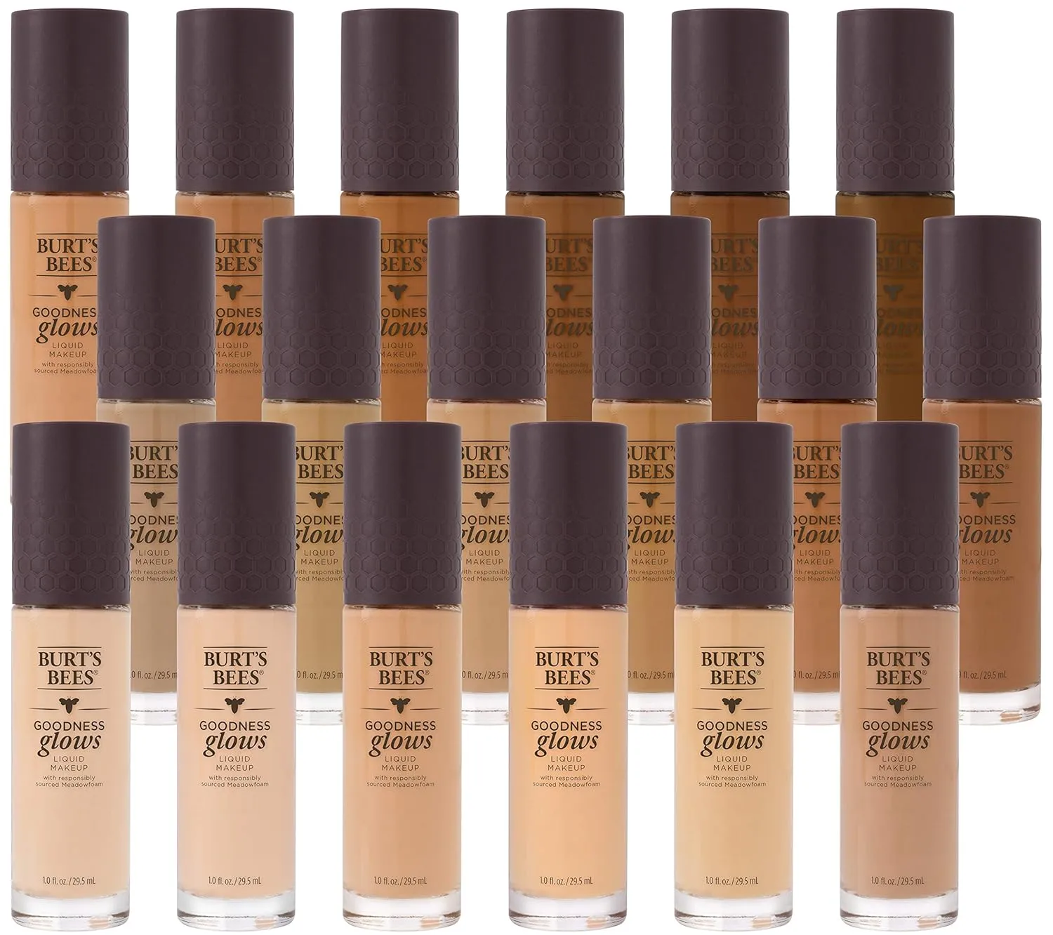 Burts Bees Goodness Glows Liquid Foundation, Pecan, 1.0 oz, Pack of 2