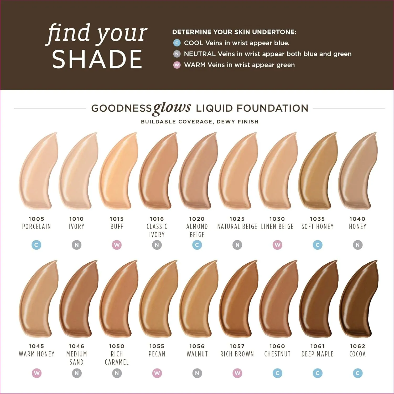 Burts Bees Goodness Glows Liquid Foundation, Pecan, 1.0 oz, Pack of 2