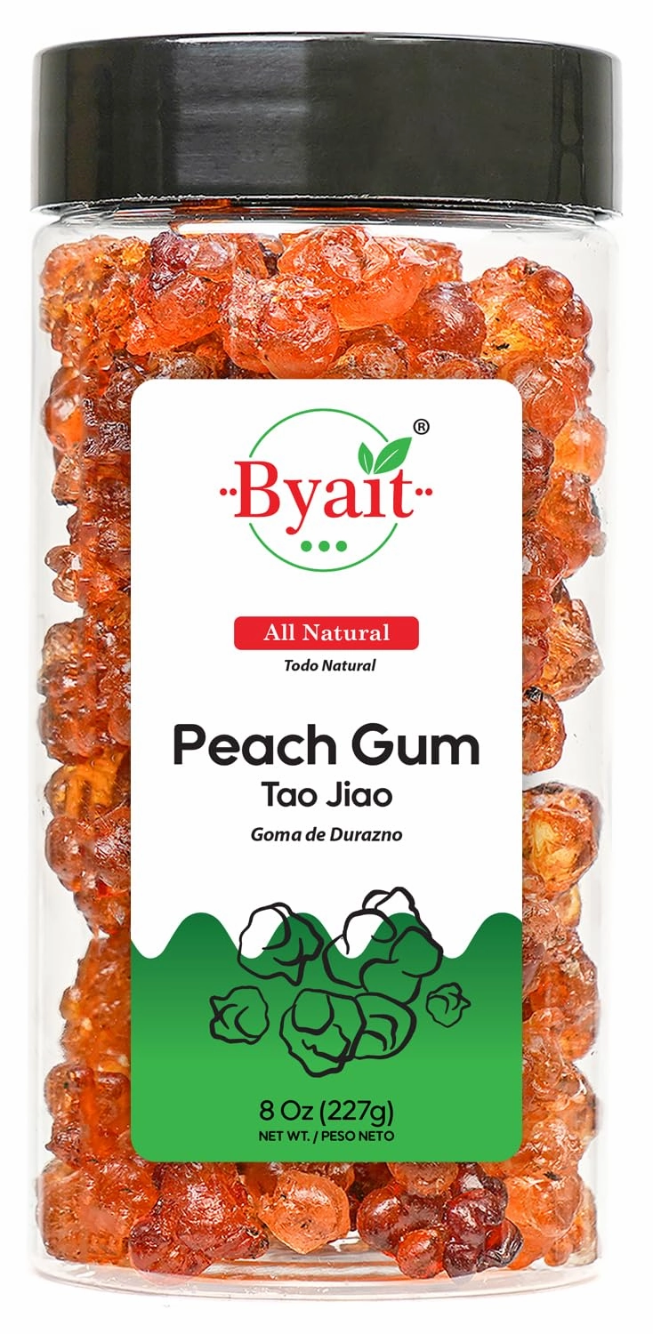 Byait Dried Peach Gum 8 Oz, Approx. 75 Pieces, 桃胶 Tao Jiao, Edible Flavorless Peach Resin, All-Natural Ingredient for Traditional Chinese Desserts, Drinks, Soups, No Additives