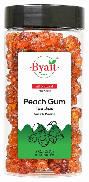Byait Dried Peach Gum 8 Oz, Approx. 75 Pieces, 桃胶 Tao Jiao, Edible Flavorless Peach Resin, All-Natural Ingredient for Traditional Chinese Desserts, Drinks, Soups, No Additives