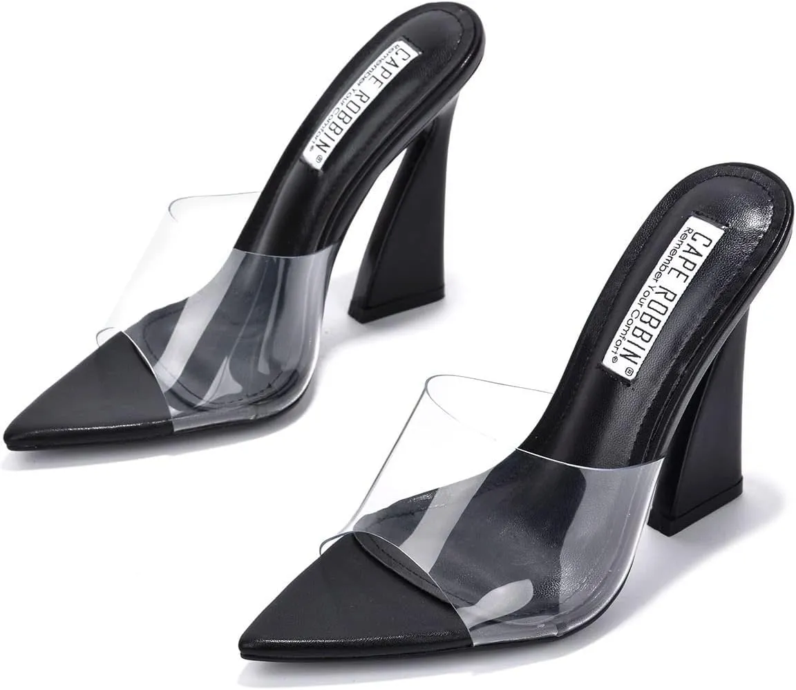 Cape Robbin Layland Clear Pointy Toe High Heels (Layland)