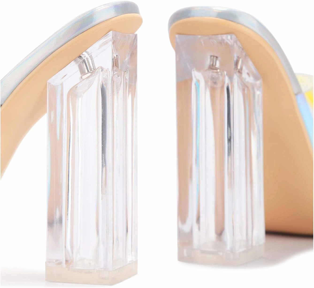 Cape Robbin Fusion Clear Chunky Block High Heels for Women, Transparent Booties for Women