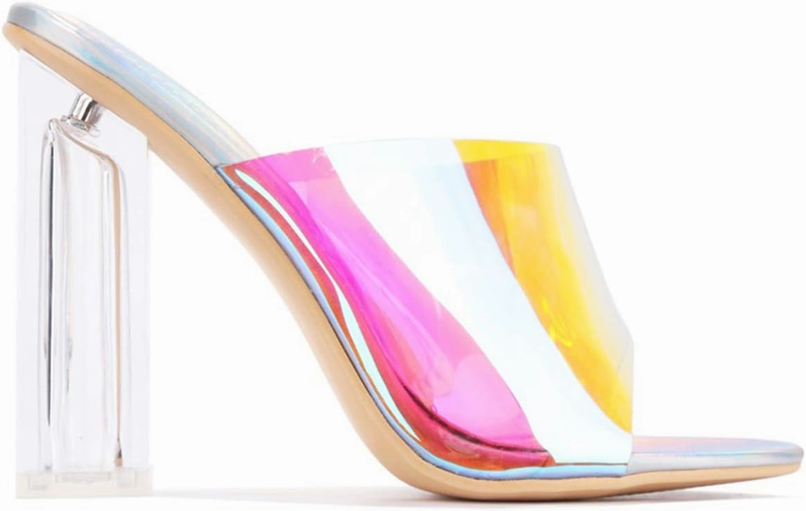 Cape Robbin Fusion Clear Chunky Block High Heels for Women, Transparent Booties for Women