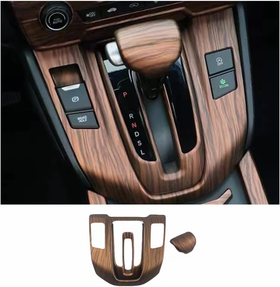Car Gear Shift Box Panel Cover Inner Frame Gear Shift Knob Cover Auto Interior Decoration Accessories for Honda CRV CR-V 2017 2018 2019 2020 2021 2022 (Peach Wood Grain)