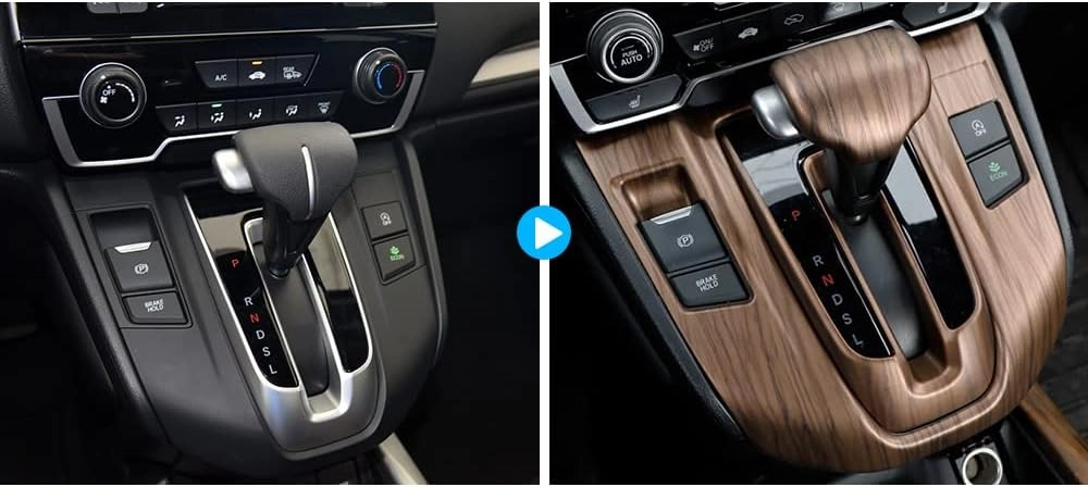 Car Gear Shift Box Panel Cover Inner Frame Gear Shift Knob Cover Auto Interior Decoration Accessories for Honda CRV CR-V 2017 2018 2019 2020 2021 2022 (Peach Wood Grain)