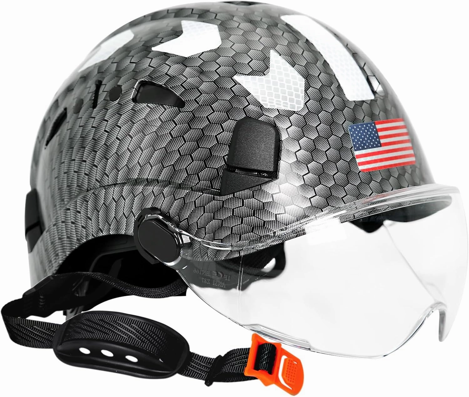 Carbon Fiber Pattern Hard Hats - Construction OSHA Approved Hard Hat,ANSI Z89.1 Type 1 Class C Adjustble Vented Safety Helmet for Men Women,6-Pt Suspension Low Profile Hard Hat with Chin Strap Cascos
