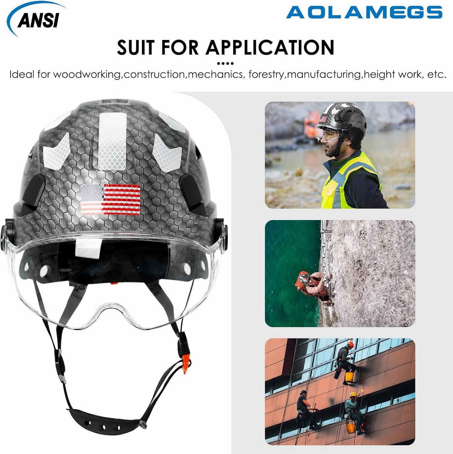 Carbon Fiber Pattern Hard Hats - Construction OSHA Approved Hard Hat,ANSI Z89.1 Type 1 Class C Adjustble Vented Safety Helmet for Men Women,6-Pt Suspension Low Profile Hard Hat with Chin Strap Cascos