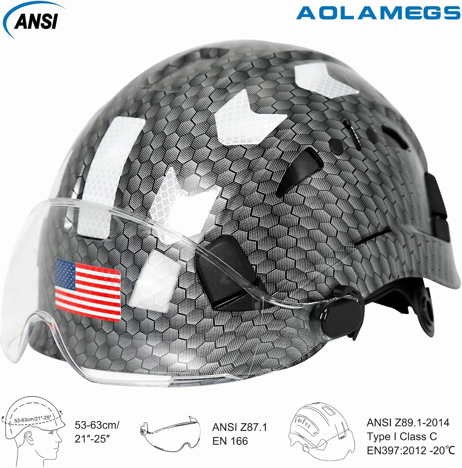Carbon Fiber Pattern Hard Hats - Construction OSHA Approved Hard Hat,ANSI Z89.1 Type 1 Class C Adjustble Vented Safety Helmet for Men Women,6-Pt Suspension Low Profile Hard Hat with Chin Strap Cascos