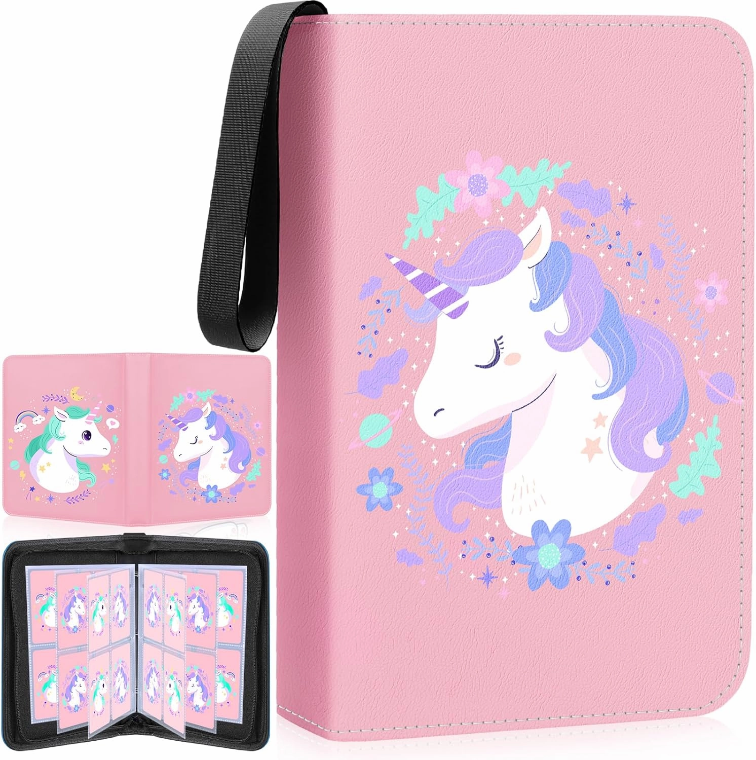 Card Binder for Girl, 400 Cards Holder Album Trading Card Binder with Removable 50 Sleeves，Card Binder 4 Pocket Cards Book Case for For Lorcana, MTG, Game Cards, Sports Cards（Peach）