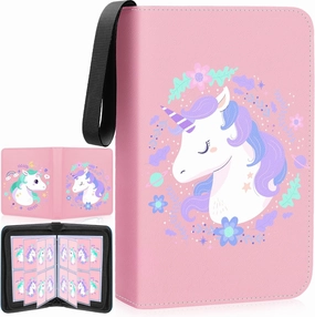 Card Binder for Girl, 400 Cards Holder Album Trading Card Binder with Removable 50 Sleeves，Card Binder 4 Pocket Cards Book Case for For Lorcana, MTG, Game Cards, Sports Cards（Peach）