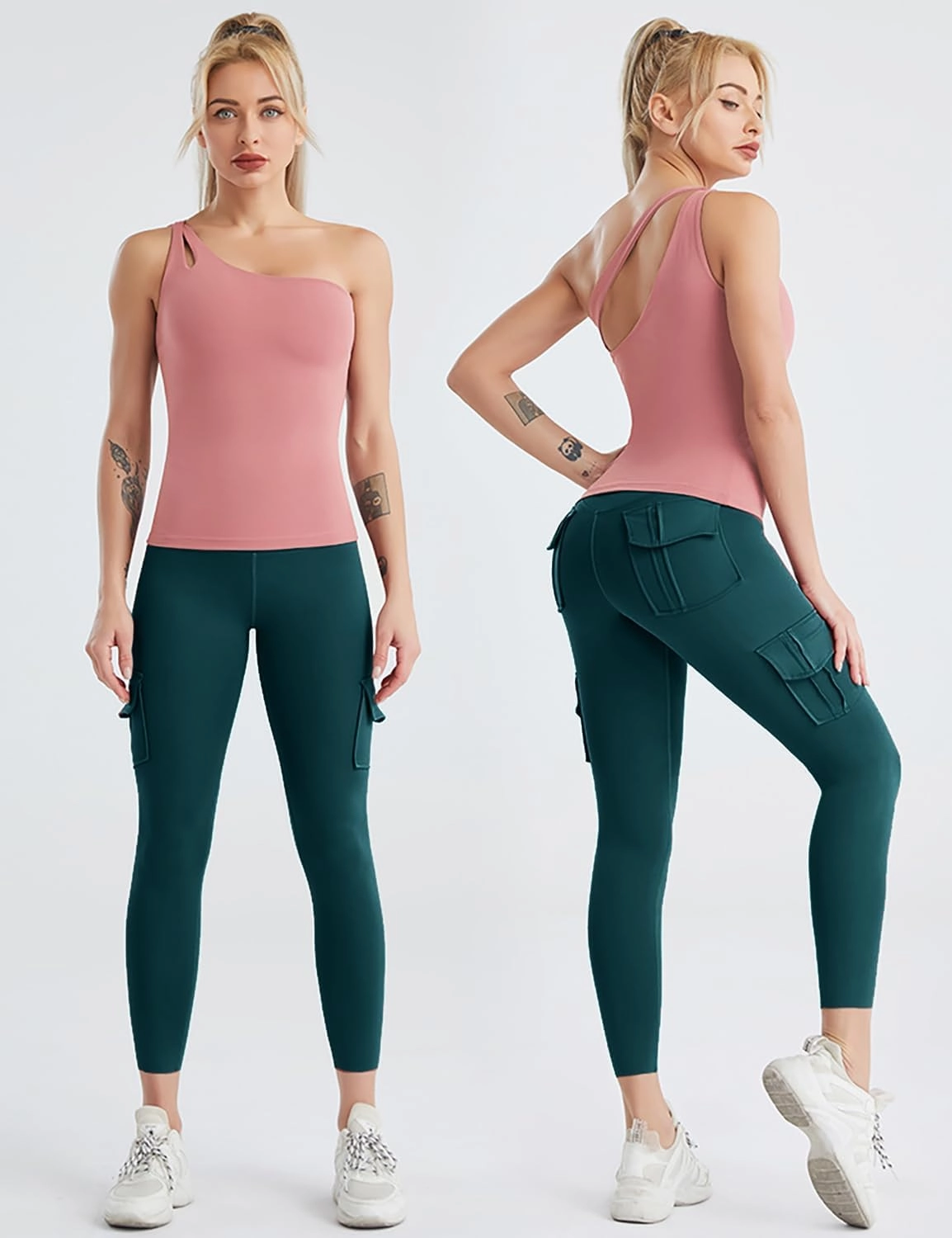 Cargo Leggings with Pockets for Women High Waisted Yoga Workout Lounge Pants XS-2XL