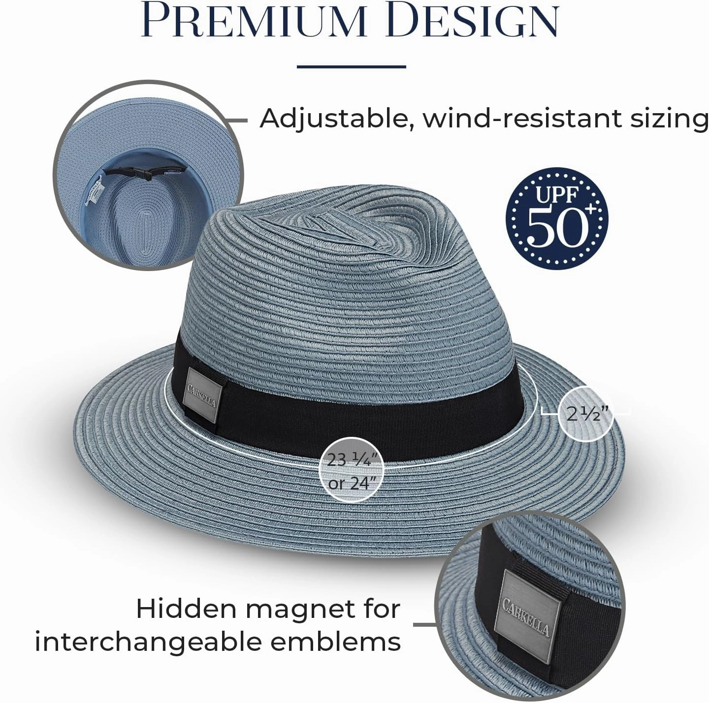 CARKELLA by Wallaroo Men’s Fairway Fedora – UPF 50 , UV Sun Protection, Packable and Adjustable Sizes – Classic Resort Style