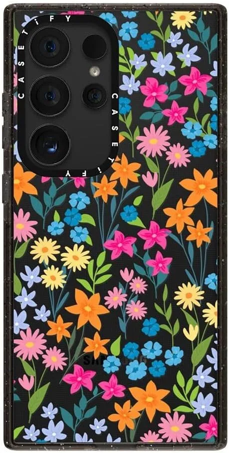 CASETiFY Impact Galaxy S24 Ultra Case - Bright Spring Flowers - Clear Black