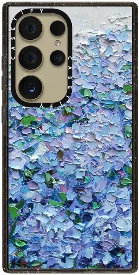 CASETiFY Impact Galaxy S24 Ultra Case - Nantucket Blue Hydrangeas - Clear Black