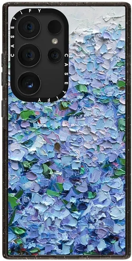 CASETiFY Impact Galaxy S24 Ultra Case - Nantucket Blue Hydrangeas - Clear Black