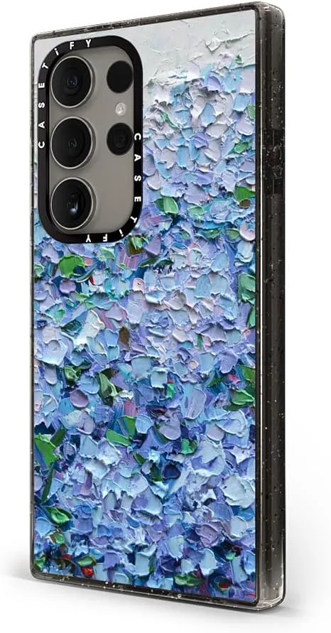 CASETiFY Impact Galaxy S24 Ultra Case - Nantucket Blue Hydrangeas - Clear Black