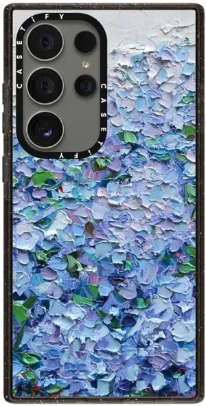 CASETiFY Impact Galaxy S24 Ultra Case - Nantucket Blue Hydrangeas - Clear Black