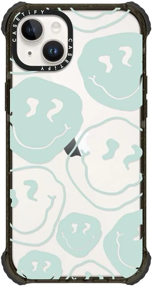CASETiFY Ultra Impact iPhone 14 Plus Case [5X Military Grade Drop Tested / 11.5ft Drop Protection] - Aqua Smile Transparent - Clear Black