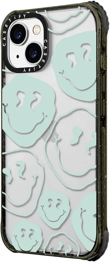 CASETiFY Ultra Impact iPhone 14 Plus Case [5X Military Grade Drop Tested / 11.5ft Drop Protection] - Aqua Smile Transparent - Clear Black