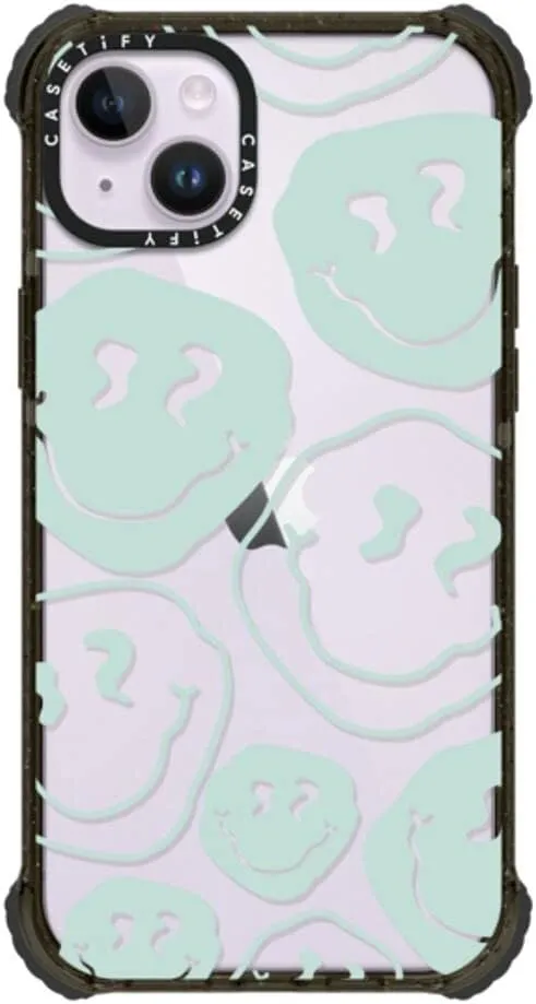 CASETiFY Ultra Impact iPhone 14 Plus Case [5X Military Grade Drop Tested / 11.5ft Drop Protection] - Aqua Smile Transparent - Clear Black