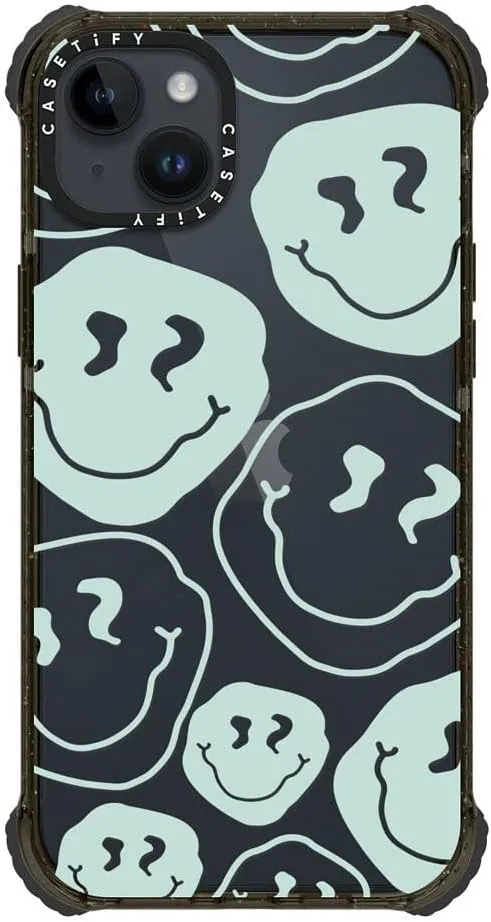 CASETiFY Ultra Impact iPhone 14 Plus Case [5X Military Grade Drop Tested / 11.5ft Drop Protection] - Aqua Smile Transparent - Clear Black
