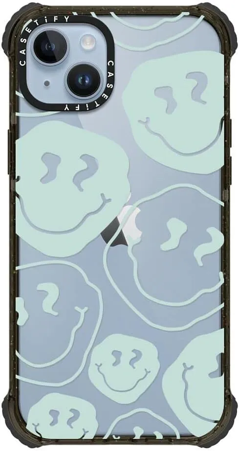 CASETiFY Ultra Impact iPhone 14 Plus Case [5X Military Grade Drop Tested / 11.5ft Drop Protection] - Aqua Smile Transparent - Clear Black