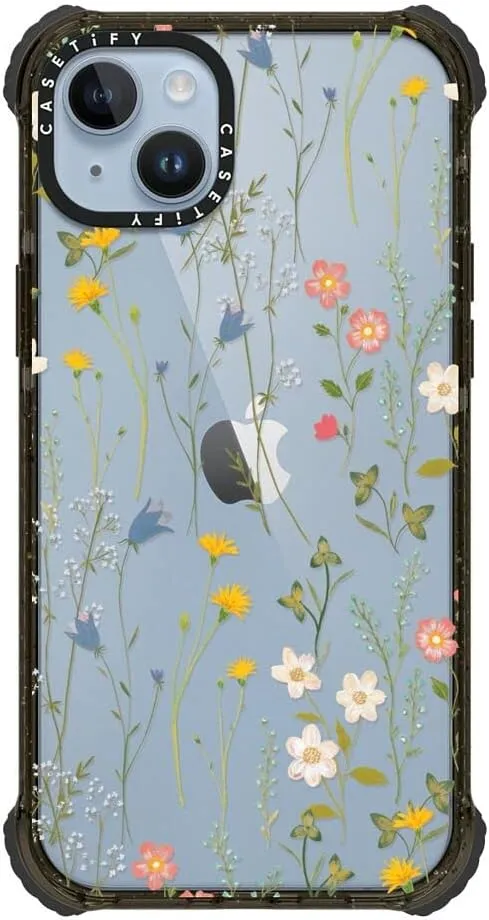 CASETiFY Ultra Impact iPhone 14 Plus Case [5X Military Grade Drop Tested / 11.5ft Drop Protection] - Dreamy Floral Pattern - Clear Black