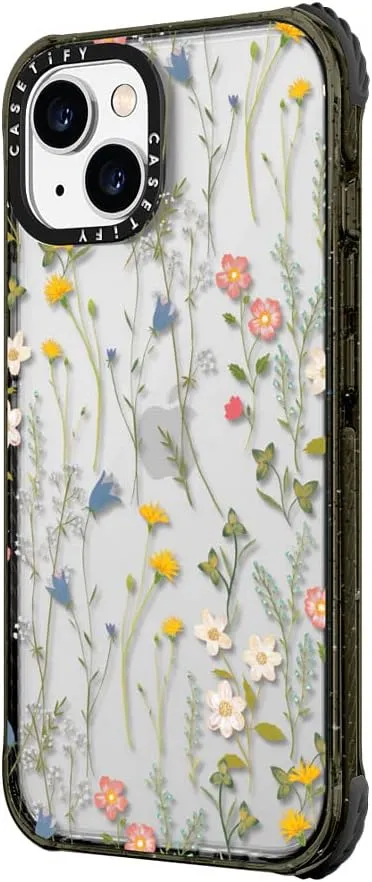 CASETiFY Ultra Impact iPhone 14 Plus Case [5X Military Grade Drop Tested / 11.5ft Drop Protection] - Dreamy Floral Pattern - Clear Black
