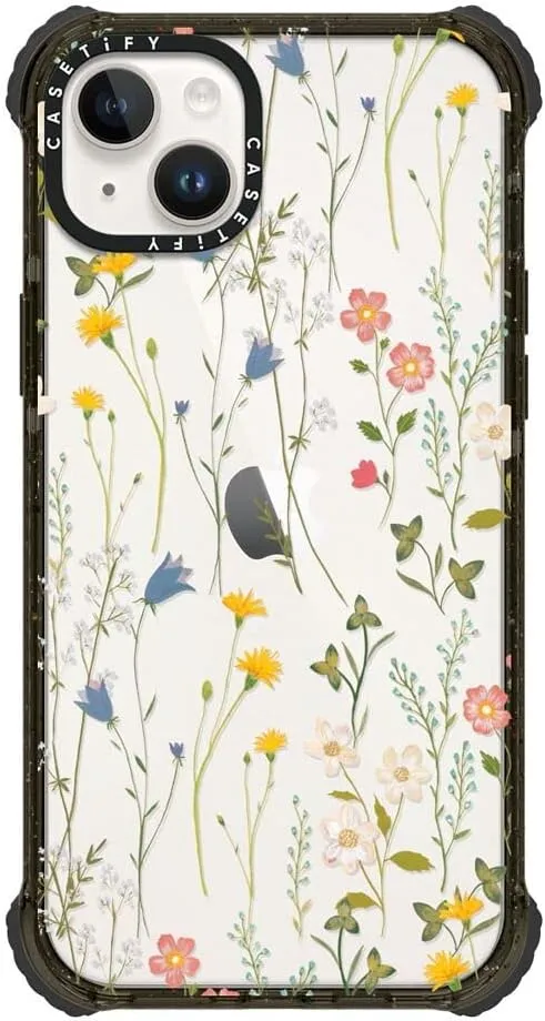 CASETiFY Ultra Impact iPhone 14 Plus Case [5X Military Grade Drop Tested / 11.5ft Drop Protection] - Dreamy Floral Pattern - Clear Black