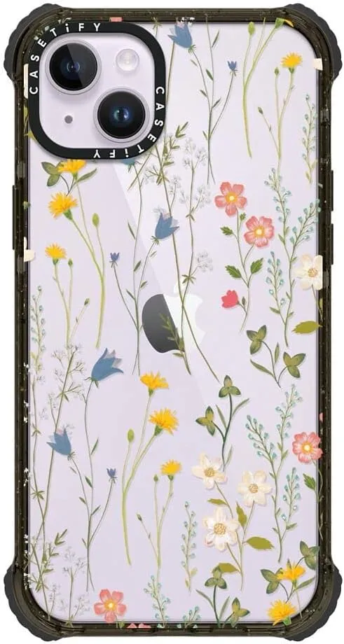 CASETiFY Ultra Impact iPhone 14 Plus Case [5X Military Grade Drop Tested / 11.5ft Drop Protection] - Dreamy Floral Pattern - Clear Black