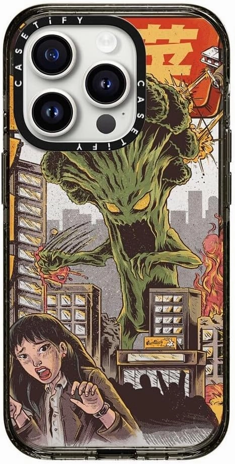 CASETiFY Impact Case for iPhone 15 Pro [4X Military Grade Drop Tested / 8.2ft Drop Protection] - Art Prints - Broccozilla - Clear Black