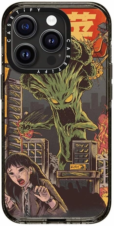 CASETiFY Impact Case for iPhone 15 Pro [4X Military Grade Drop Tested / 8.2ft Drop Protection] - Art Prints - Broccozilla - Clear Black