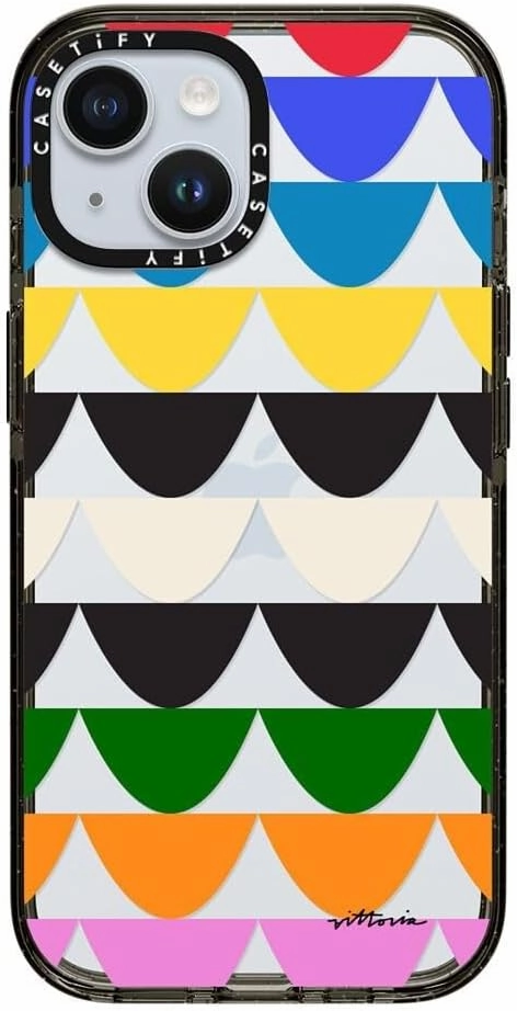 CASETiFY Impact Case for iPhone 15 [Slim / 8.2 ft. 4X Military Grade Drop Protection/Wireless Charging Compatible] - Aces - Clear Black