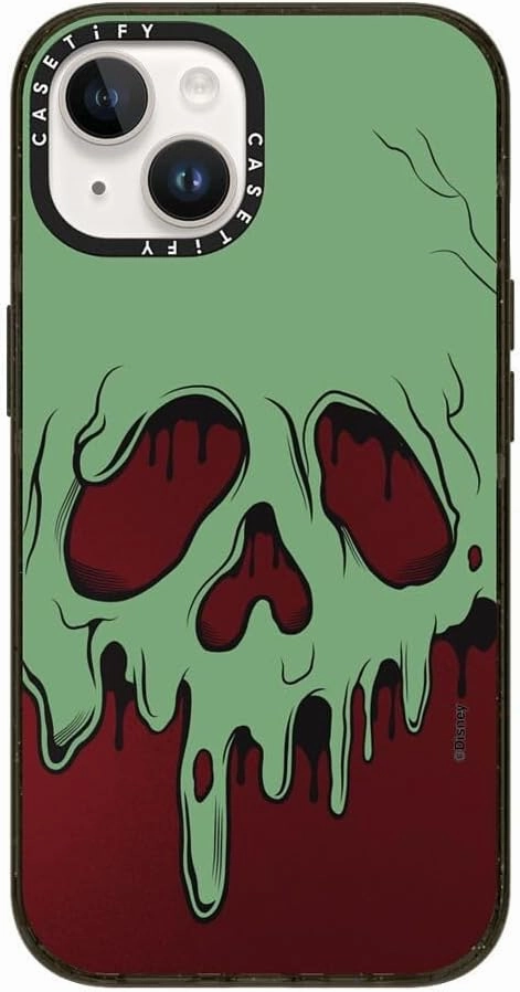 CASETiFY Impact iPhone 14 Case [Villains Co-Lab / 8.2ft Drop Protection/Magsafe] - Poison Apple - Clear Black