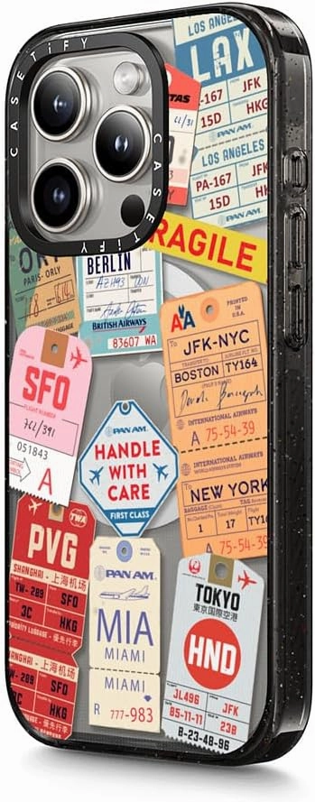 CASETiFY Impact iPhone 15 Pro Max Case [4X Military Grade Drop Tested / 8.2ft Drop Protection/Compatible with Magsafe] - Stickers Prints - AirTags - Clear Black