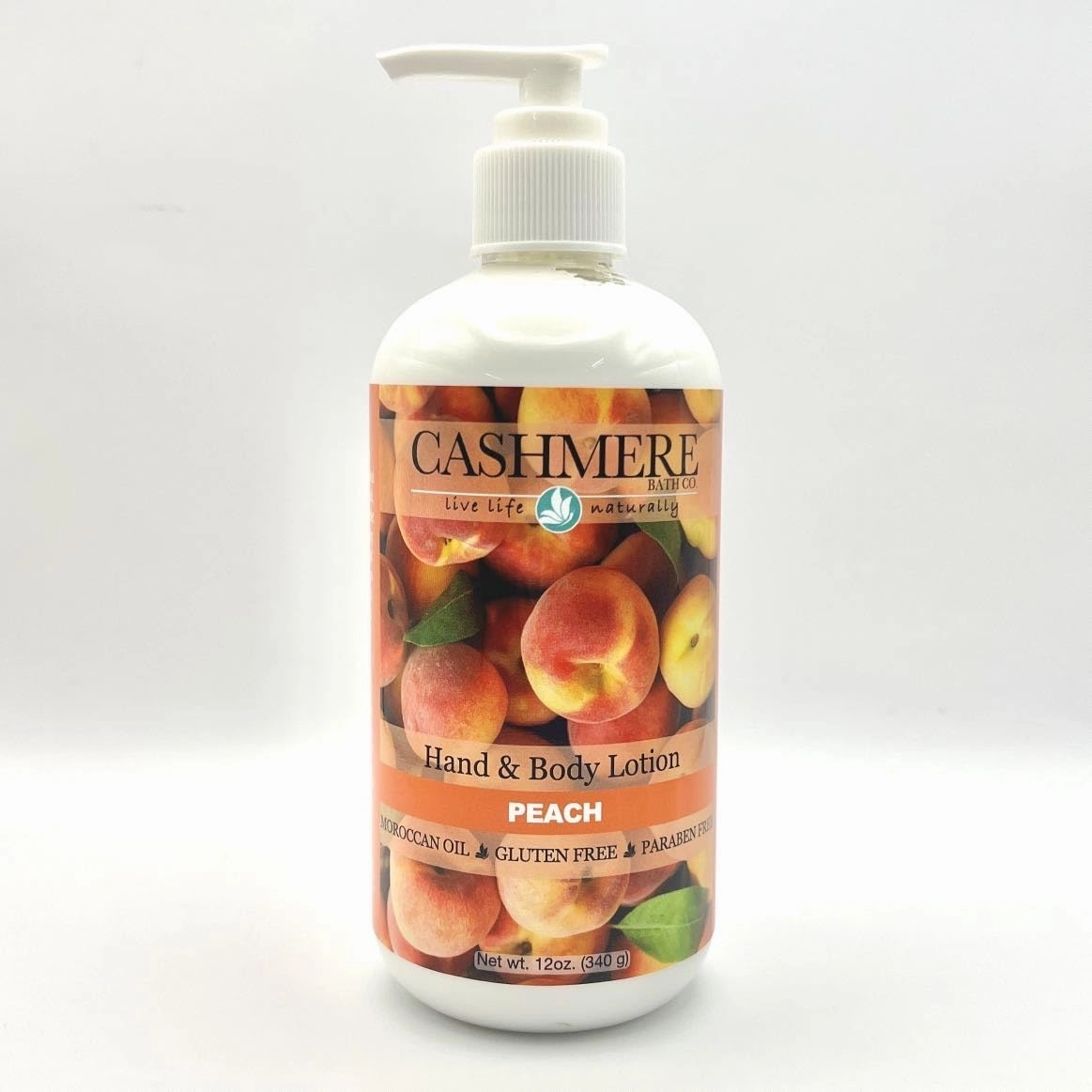Cashmere Bath Hand and Body Lotion - Natural | Paraben-free Moisturizer with Moroccan Argan Oil | Cocoa and Shea Butters | Botanical Soothing Oils | Natural | Vegan (12oz bottle, Peach)