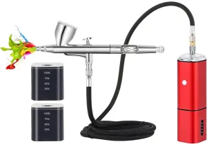 Casubaris Airbrush kit with Compressor Portable Cordless Airbrush kit,Rechargeable auto Stop Dual Action air Brush Pen,Match Different Airbrush Gun for Barbers Model Painting Nail Art Craft Makeup