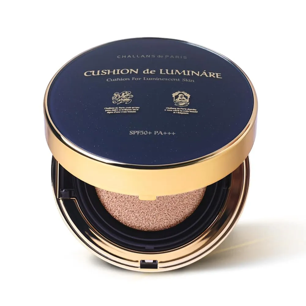 [CHALLANS de PARIS] Cushion de Lumináre Cream Foundation – Radiant Glow, Full Coverage, Long-Lasting Wear, Premium Formula, Smooth Finish, Volume, 21 Bright Ivory, 0.53 oz