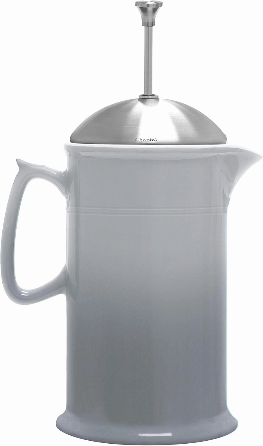 Chantal Stoneware French Press with Stainless Steel Plunger and Lid, 28 ounce capacity, Fade Grey