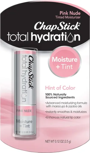 ChapStick Total Hydration Moisture   Tint Pink Nude Tinted Lip Balm Tube, Tinted Moisturizer - 0.12 Oz