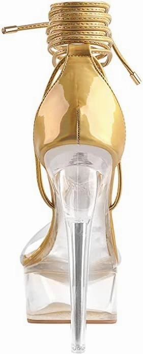 Chase & Chloe Women's Transparent Platform Clear Straps Stiletto High Heels Noelle-1