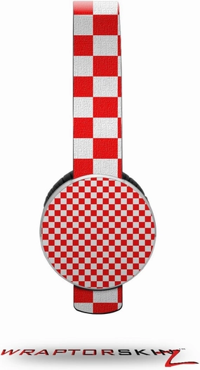 Checkered Canvas Red and White Decal Style Skin (fits Sol Republic Tracks Headphones - Headphones NOT Included)