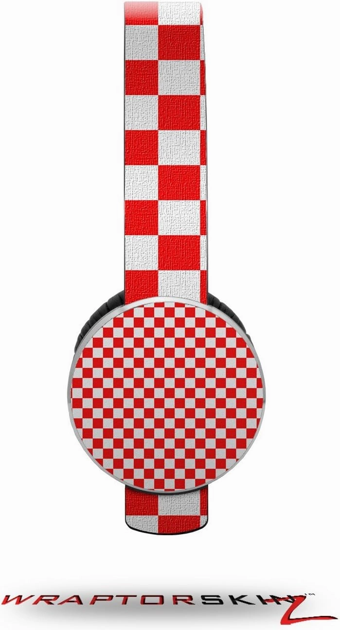 Checkered Canvas Red and White Decal Style Skin (fits Sol Republic Tracks Headphones - Headphones NOT Included)