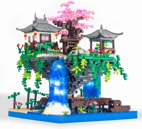 Cherry Blossom Bonsai Tree Micro Building Block Set, Chinese Architecture Peach Blossom Pond Kits, Japanese Sakura Tree Toys for Adults Kids Age 14  (2705Pieces)