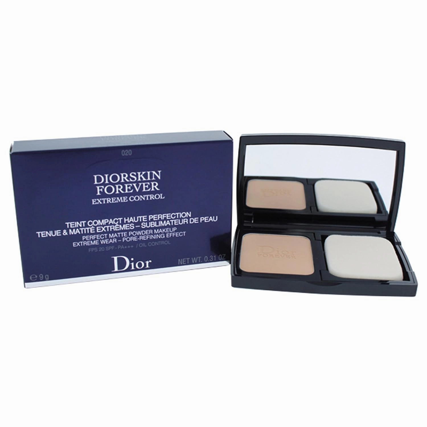 Christian Dior Diorskin Forever Extreme Control Matte Powder Makeup SPF 20 Foundation for Women, Light Beige, 0.31 Ounce
