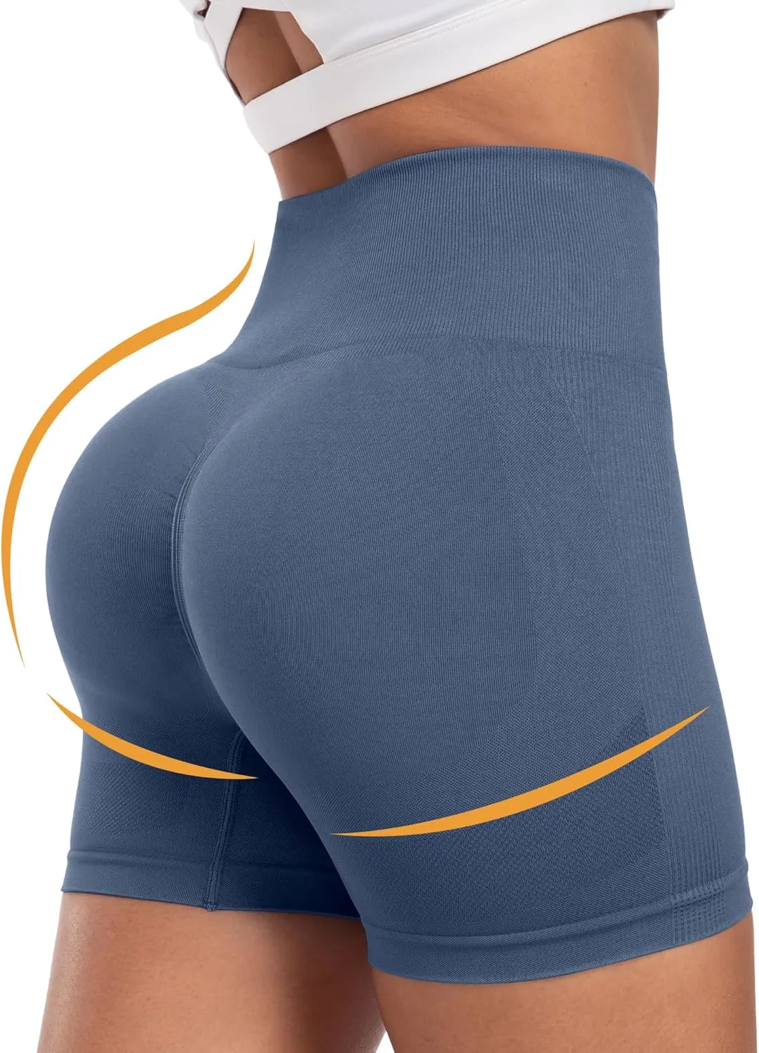 CHRLEISURE Women's 4 Packs Workout Gym Shorts, High Waisted Butt Lifting Scrunch Butt Seamless Booty Shorts