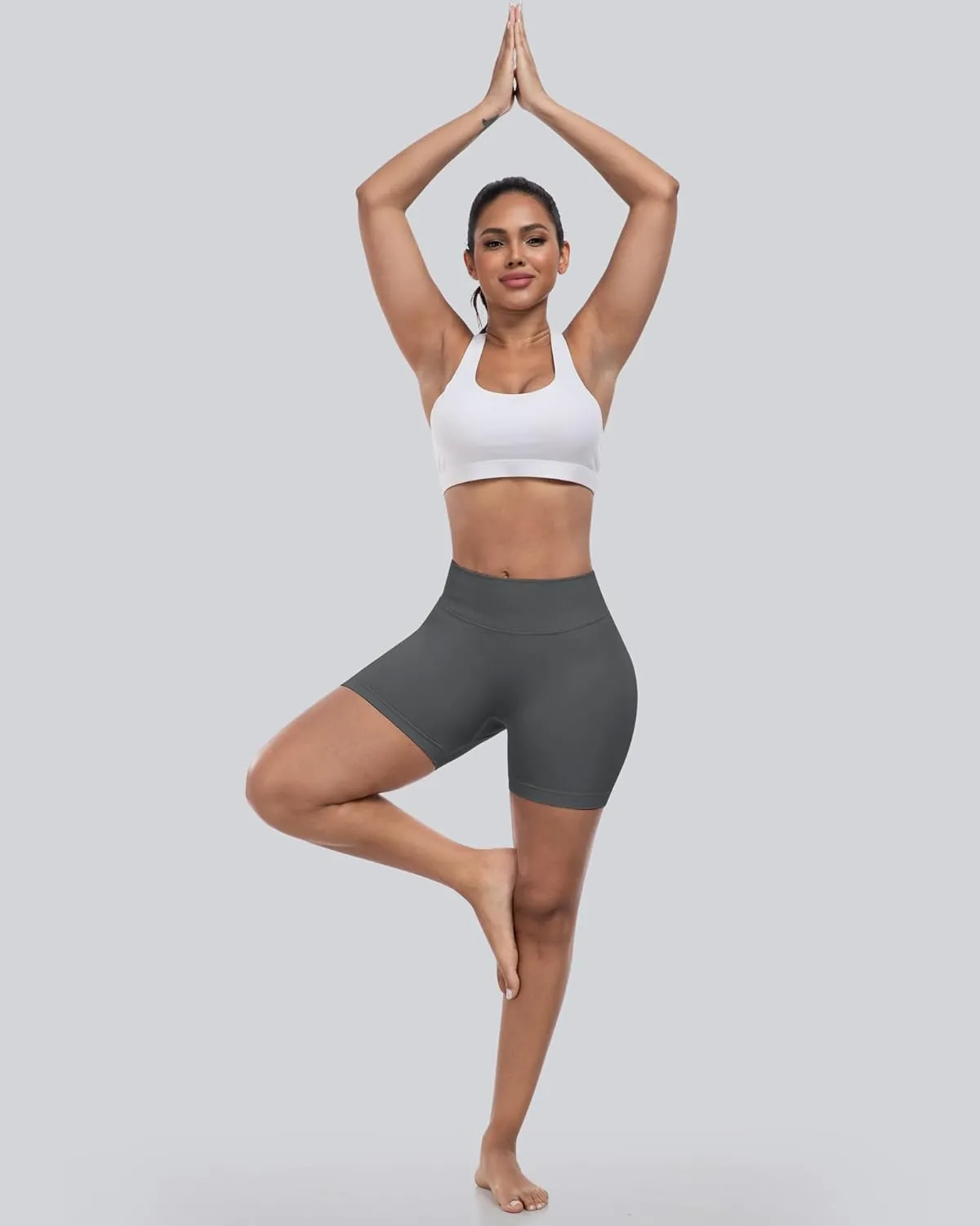CHRLEISURE Workout Gym Biker Shorts, High Waisted Butt Lifting Scrunch Butt Sports Seamless Shorts Sets 4 Piece